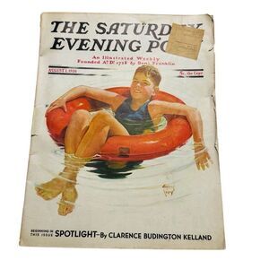 1936 AUGUST 1 SATURDAY EVENING POST MAGAZINE - Boy Tubing 5 Cent